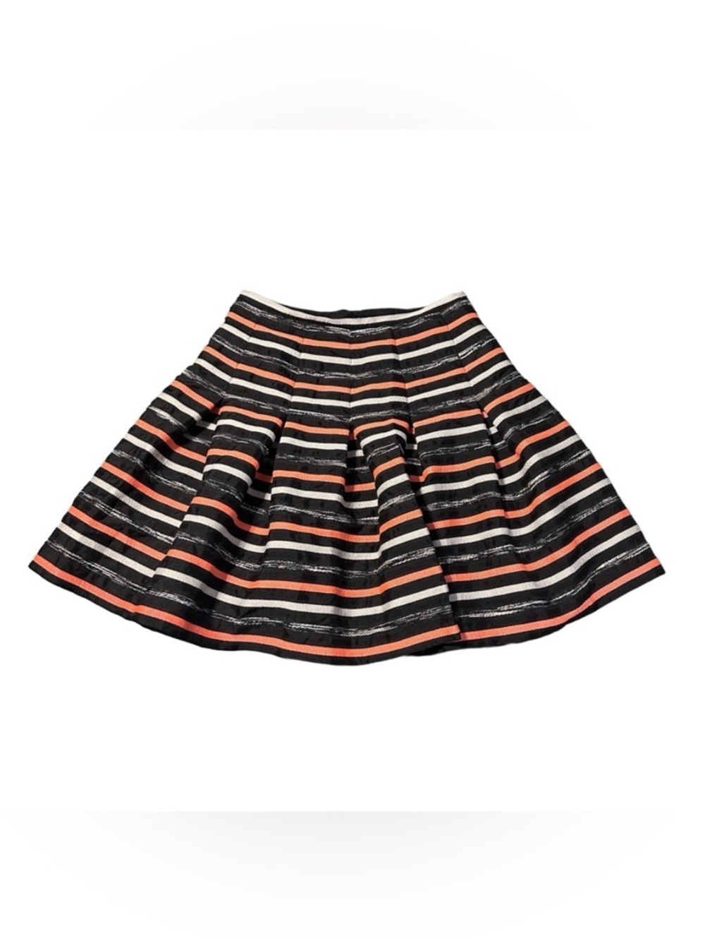HD in Paris Anthropologie Black and Orange Striped Ribbon Skirt Size 6